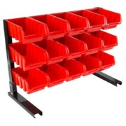 Fleming Supply 15 Bin Storage Rack Organizer, Durable Carbon Steel, Stackable Plastic Drawers for Tools, Hardware 980998OHK